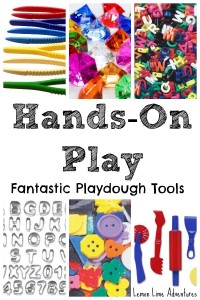 hands on play Playdough tools