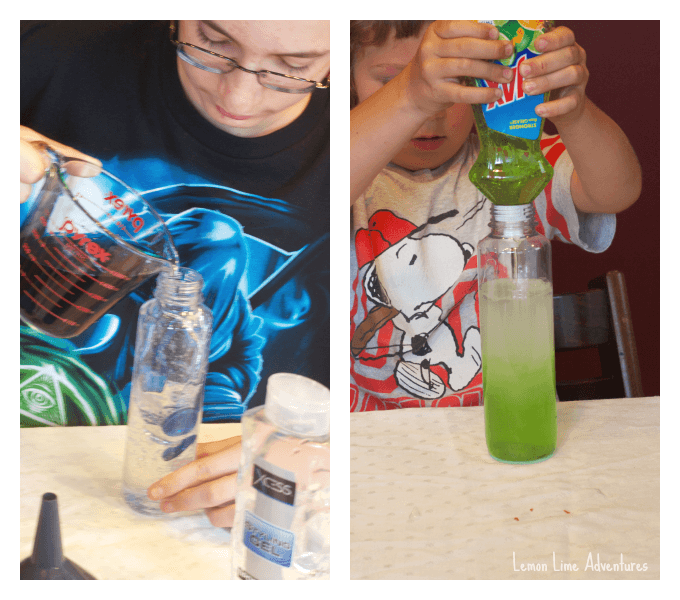 Making Sensory Bottles for Science Experiments.