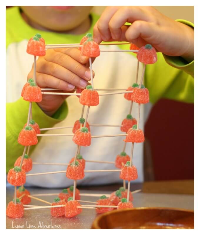 Building towers with candy and toothpicks