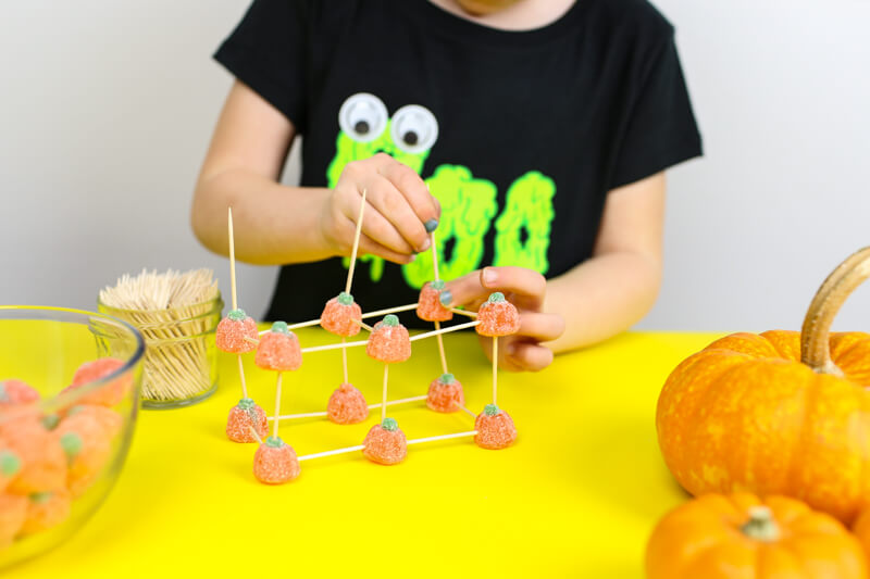 Building with Candy Pumpkins STEM Challenge for Fall