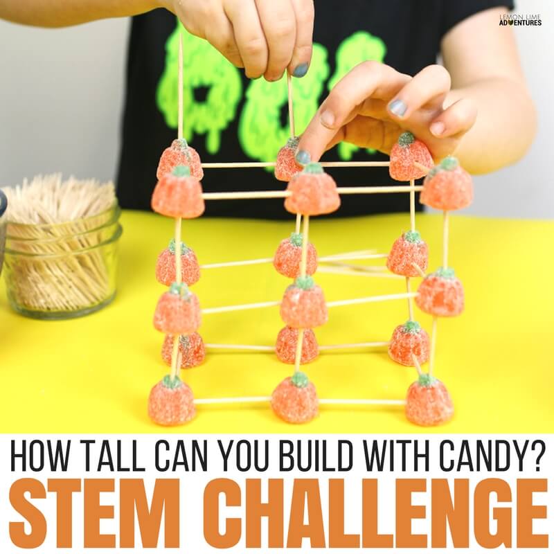Building with Candy Pumpkins STEM Challenge for Fall