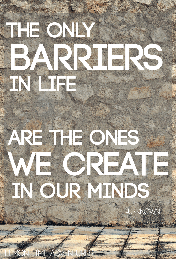 The only barriers we in life are the ones we create in our minds quote about setting goals