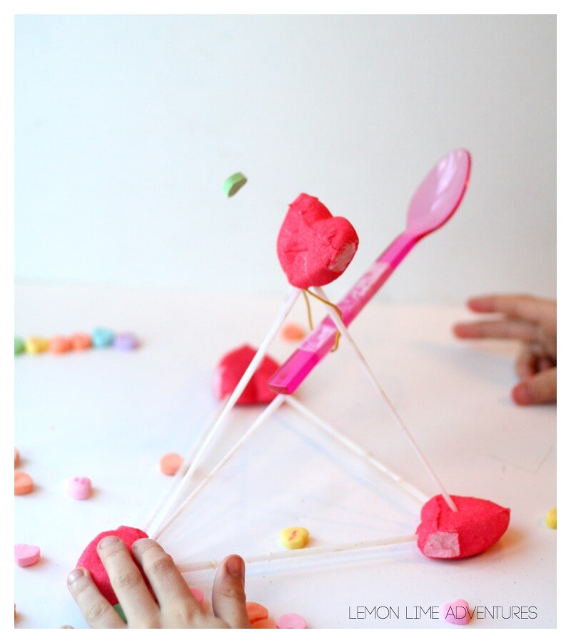 Catapult with Peeps and Candy Hearts