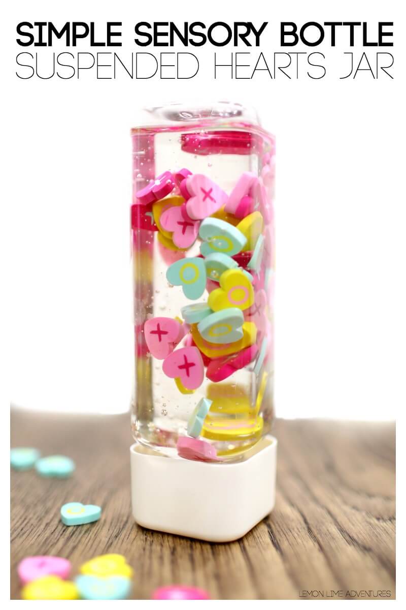 Simple Sensory Bottle Suspended Hearts Discovery Bottle