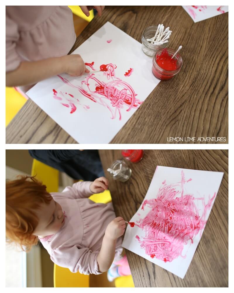 Toddler Painting Activity for Valentines Day