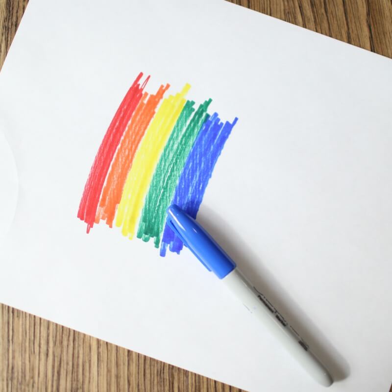 Coloring a Rainbow and Flipping it Experiment for Kids