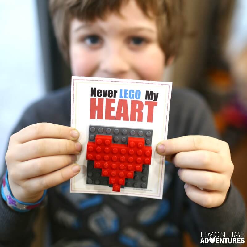 DIY Printable Lego Heart Valentines Day Cards
