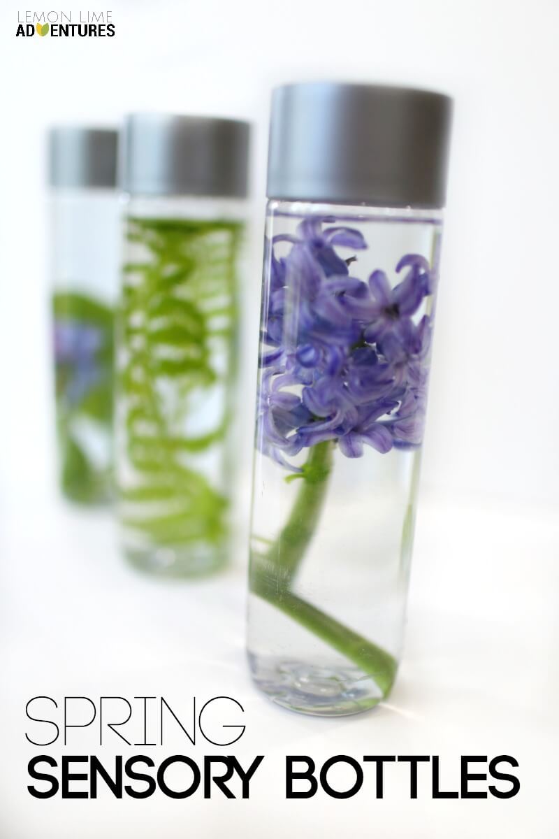 Spring Sensory Bottles with Flowers