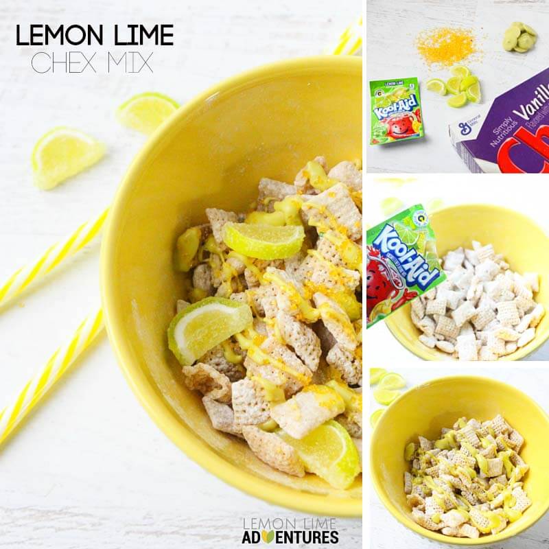 lemon lime chex mix collage