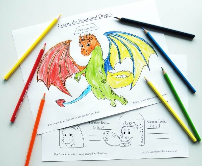 Emotions Printable for Kids Dragon Themed