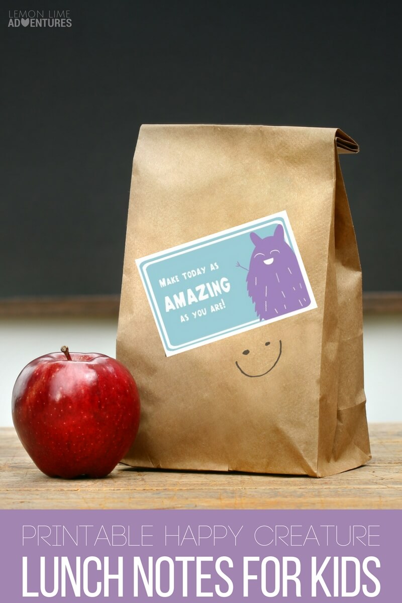 Totally Rad Creepy Creatures Lunch Notes for Kids