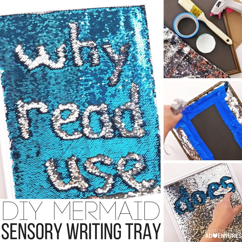 This DIY mermaid sensory writing tray is AMAZING!