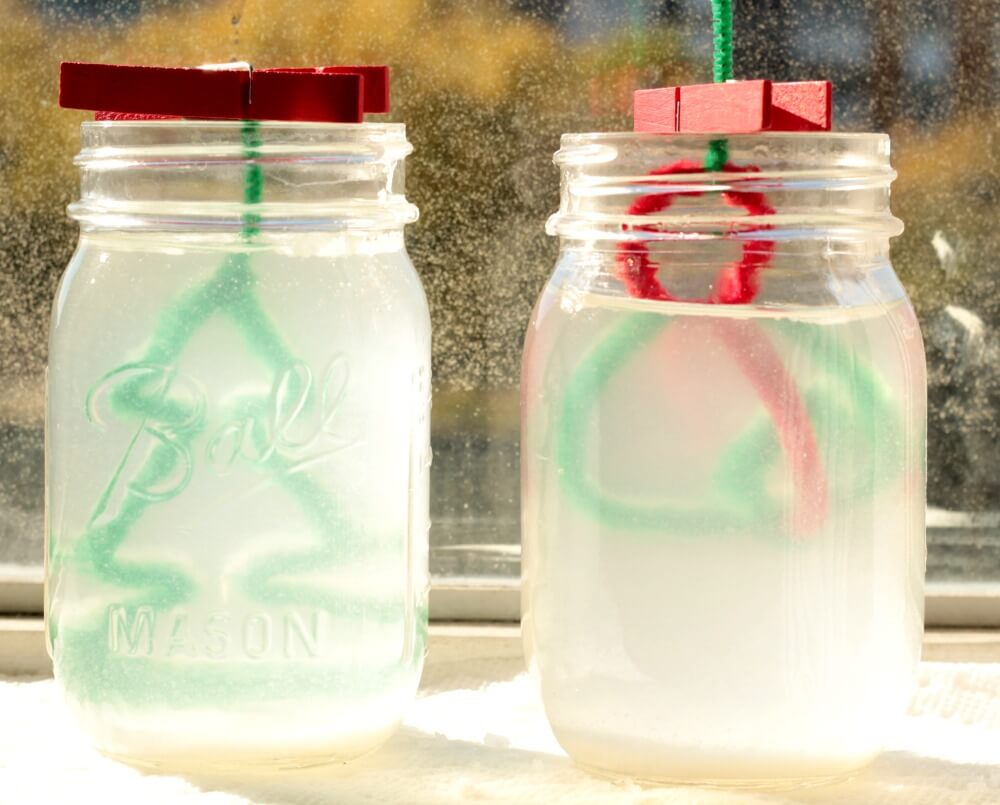 Combine Christmas with learning in this fun salt crystal ornaments science experiment that you can hang on your Christmas tree!