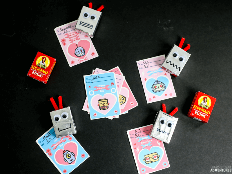 Robot Head Favor Non-Candy Printable Valentines