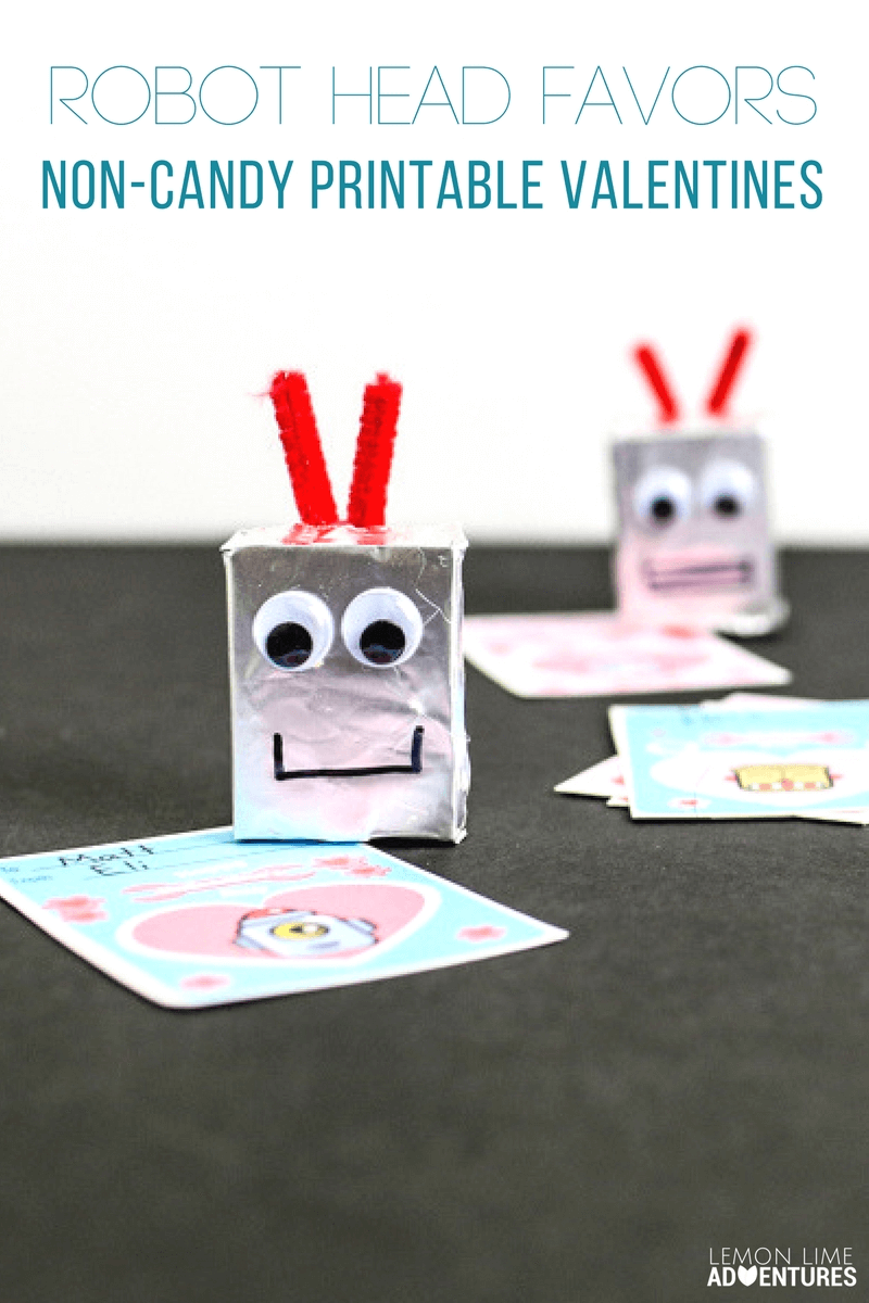 Robot Head Favor Non-Candy Printable Valentines!