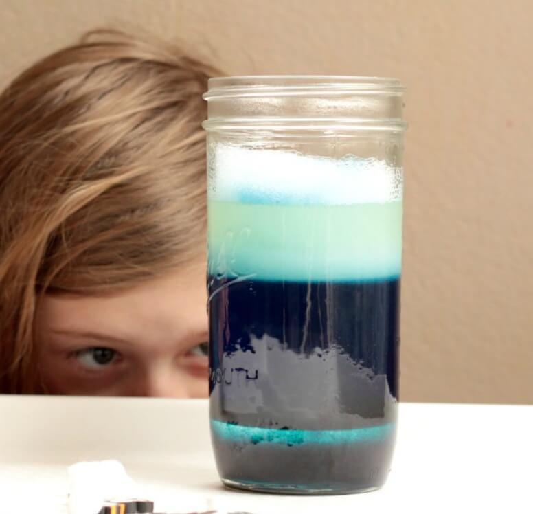 Looking for a simple winter science project? Learn about density and buoyancy with this simple winter density jar made from kitchen ingredients!