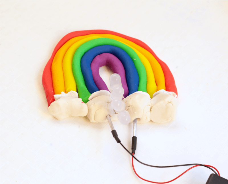 When spring is just around the corner, cheer up with this squishy circuit rainbow! Kids will love learning about circuits when rainbows are involved!