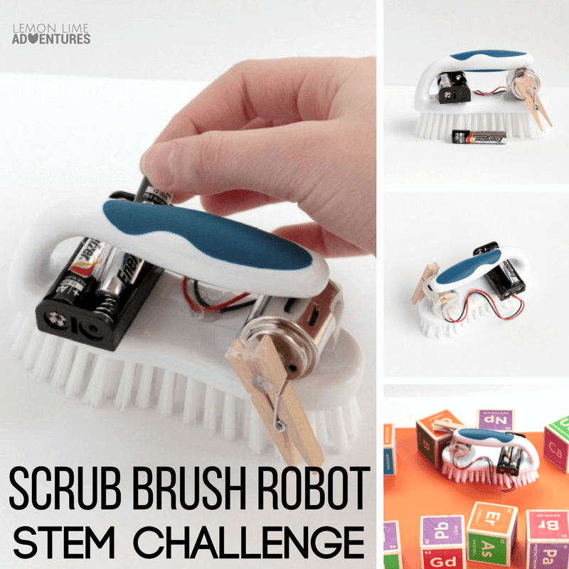 Making robots is a fun way to introduce electrical engineering to kids. Far from overwhelming, this scrub brush robot is easy to make and lots of fun!