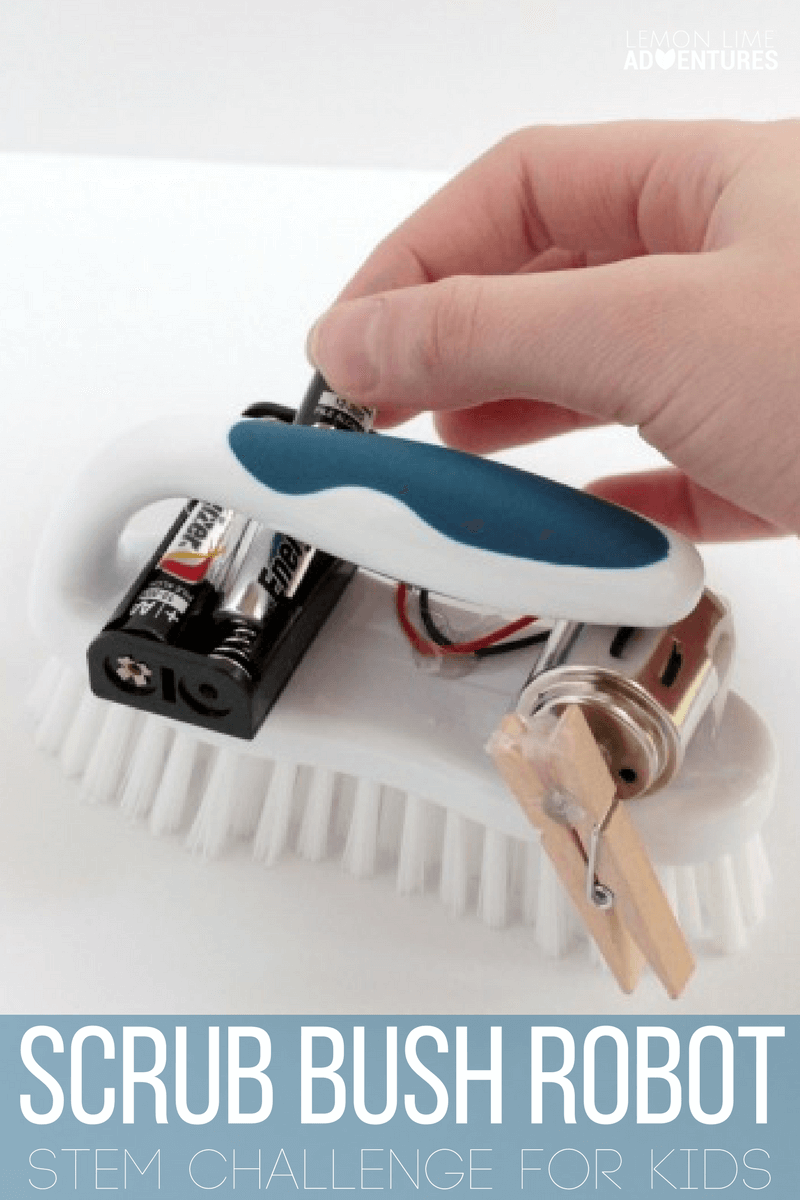 Making robots is a fun way to introduce electrical engineering to kids. Far from overwhelming, this scrub brush robot is easy to make and lots of fun!