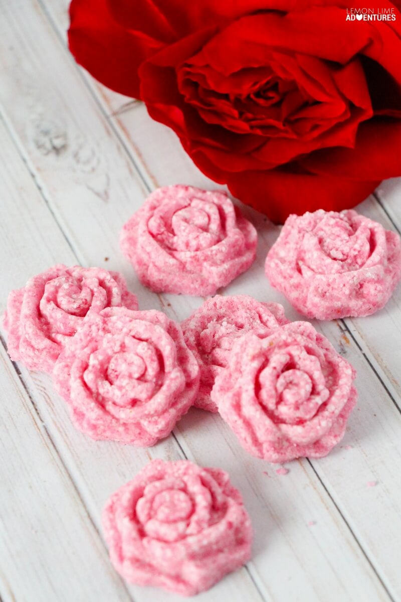 beauty and the beast fizzy rose bath bombs!