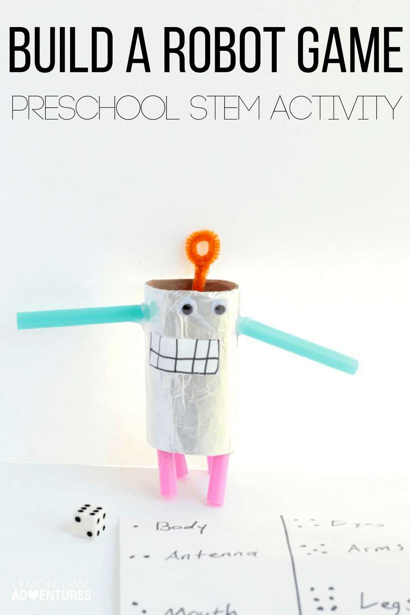 Know a preschooler who loves robots? They will love this super fun build a robot game STEM challenge perfect for preschool and kindergarten!