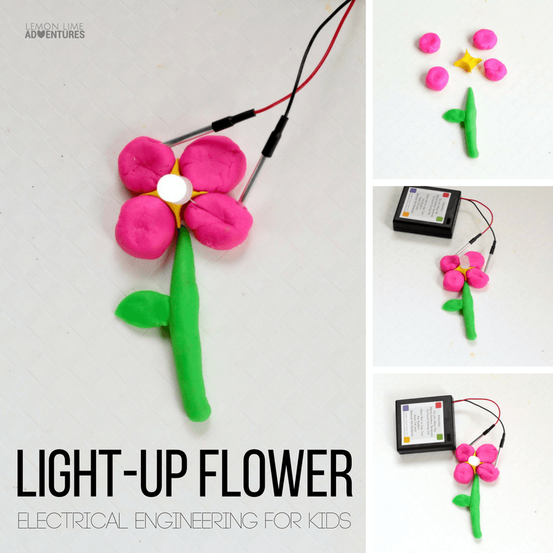 Make your very own light-up flower with a Squishy Circuits kit! Kids will love making a flower that really lights up in this STEM project!